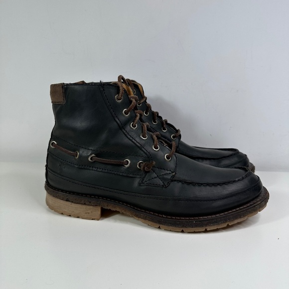 Frye Black Leather Lace Up Boots Men's Size 8 1/2 D - Picture 1 of 16